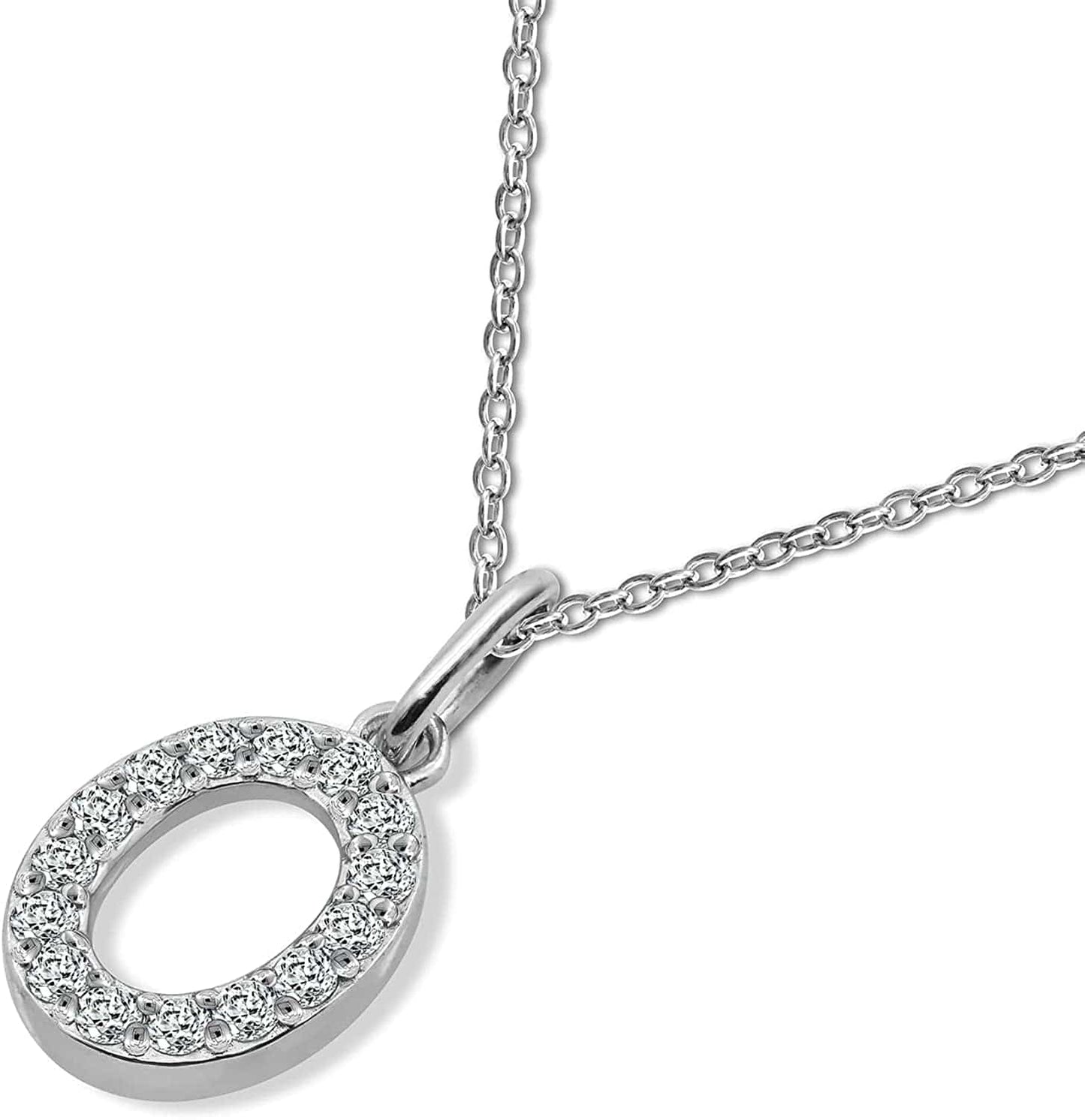 Collection Platinum Plated Sterling Silver Infinite Elements Cubic Zirconia Initial Pendant Necklace, 18" O