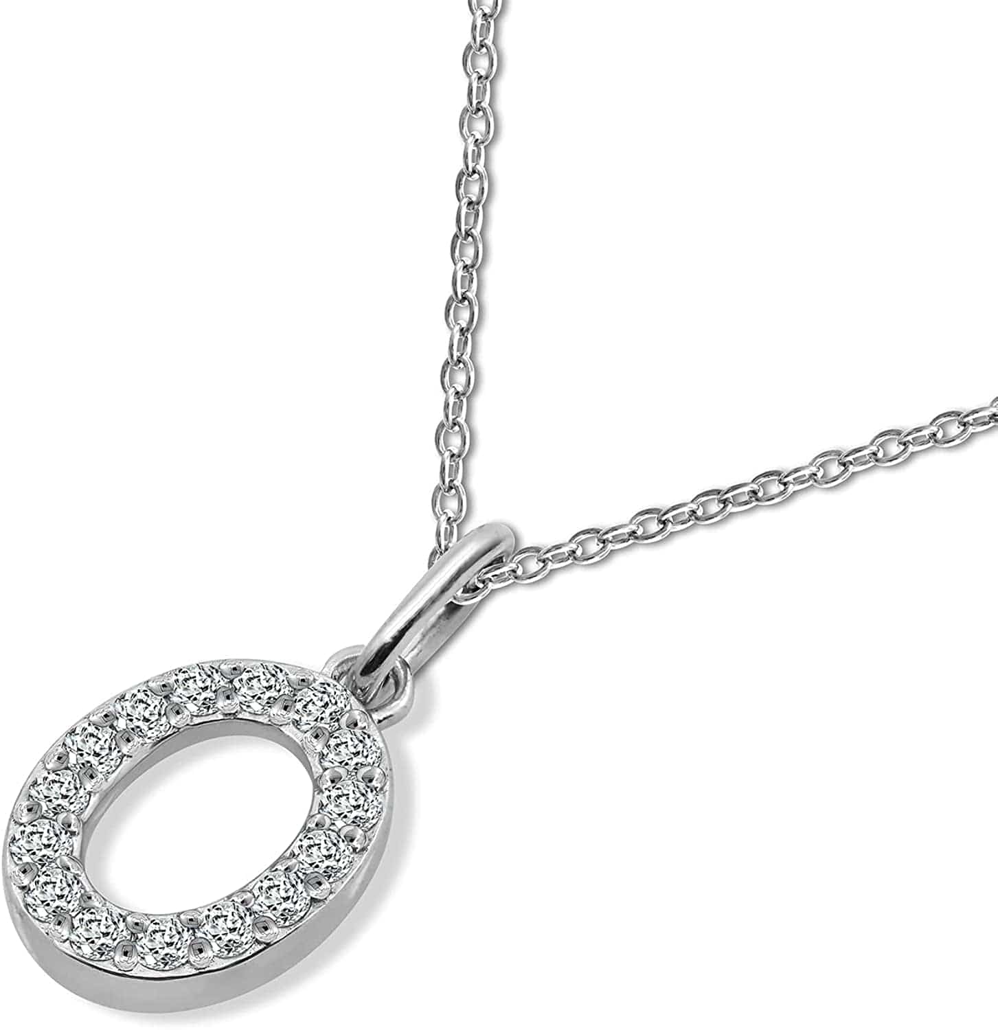 Collection Platinum Plated Sterling Silver Infinite Elements Cubic Zirconia Initial Pendant Necklace, 18" O