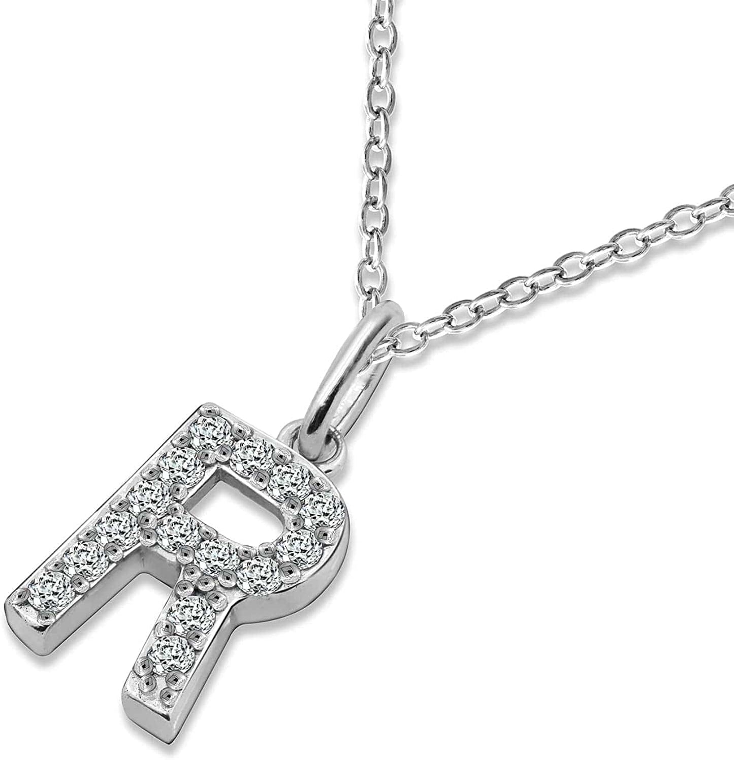 Collection Platinum Plated Sterling Silver Infinite Elements Cubic Zirconia Initial Pendant Necklace, 18" R