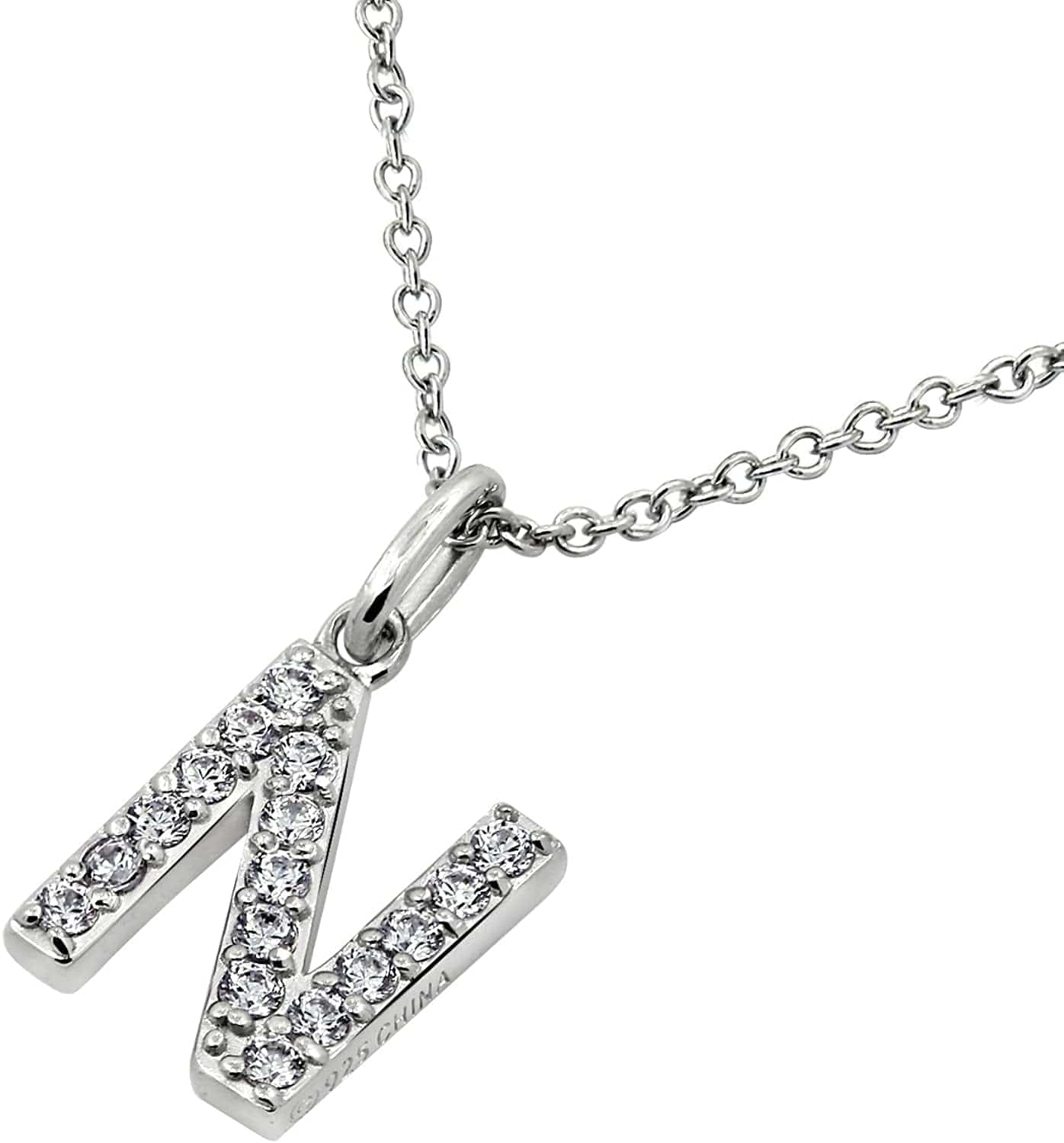 Collection Platinum Plated Sterling Silver Infinite Elements Cubic Zirconia Initial Pendant Necklace, 18" N