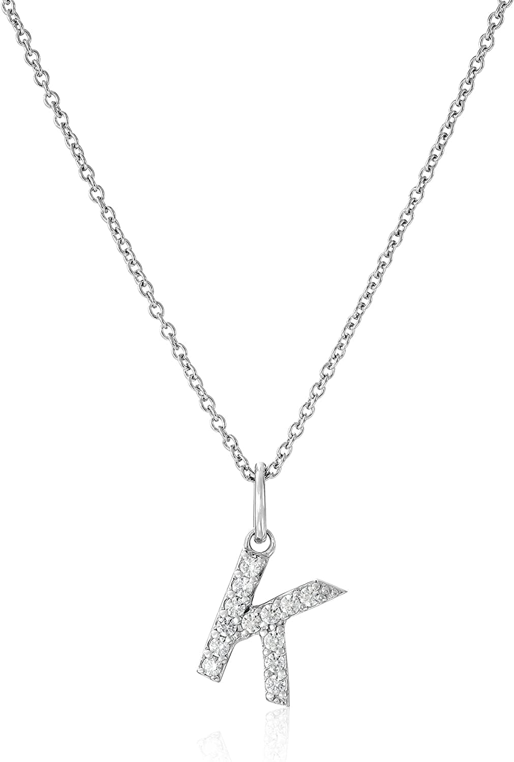 Collection Platinum Plated Sterling Silver Infinite Elements Cubic Zirconia Initial Pendant Necklace, 18" K