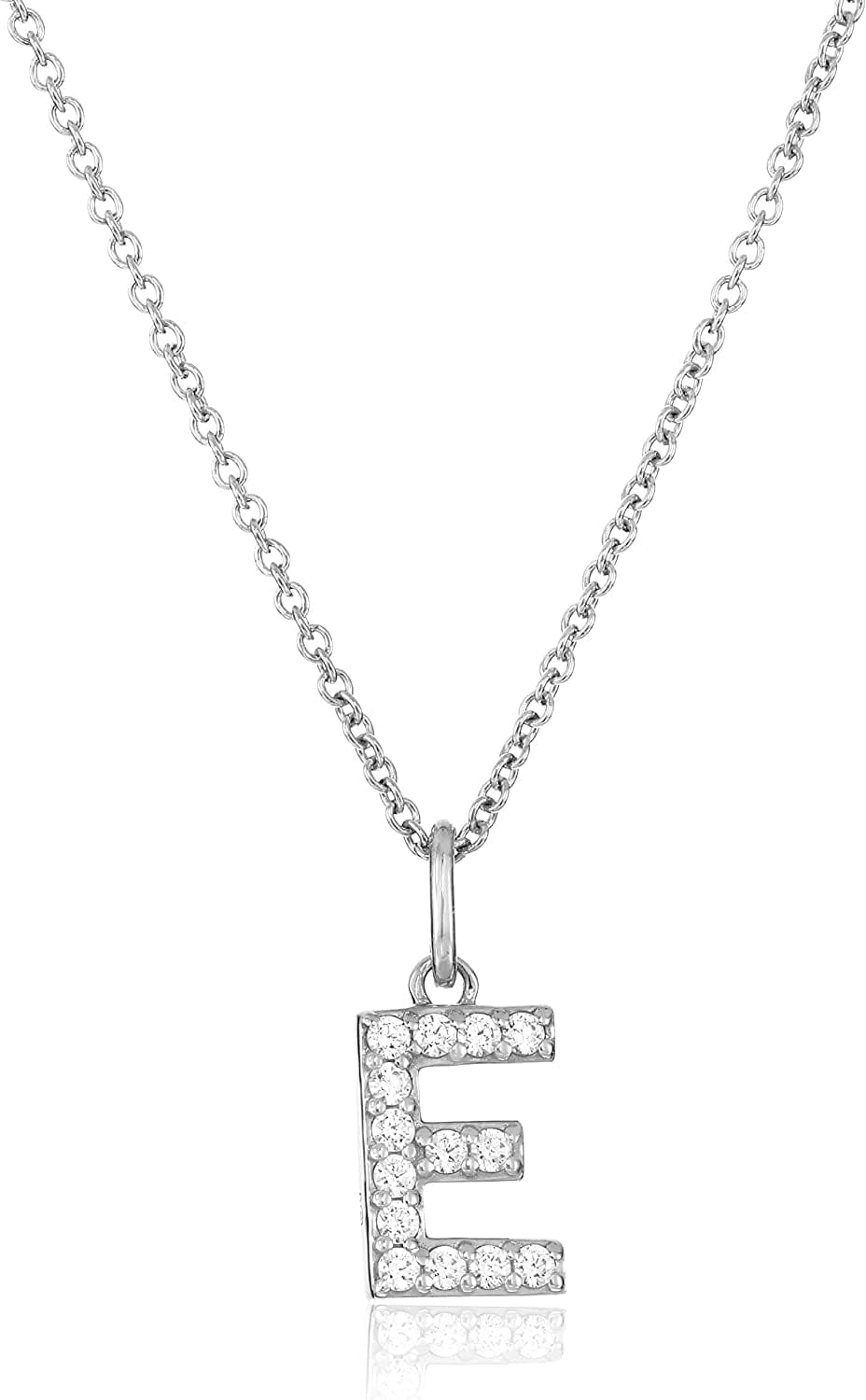 Collection Platinum Plated Sterling Silver Infinite Elements Cubic Zirconia Initial Pendant Necklace, 18" E