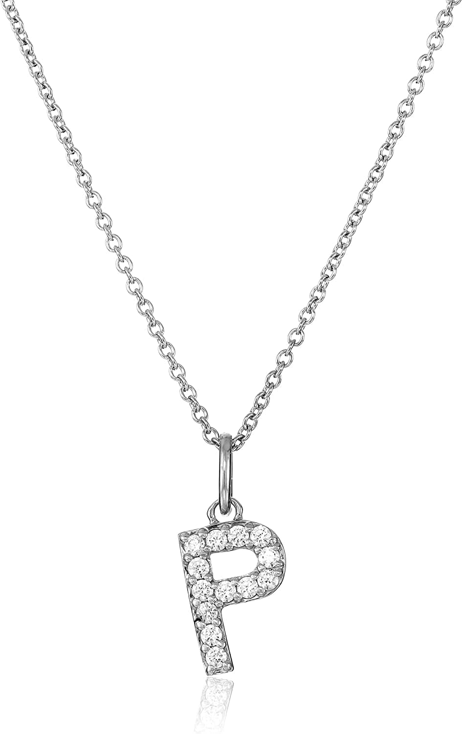 Collection Platinum Plated Sterling Silver Infinite Elements Cubic Zirconia Initial Pendant Necklace, 18" P