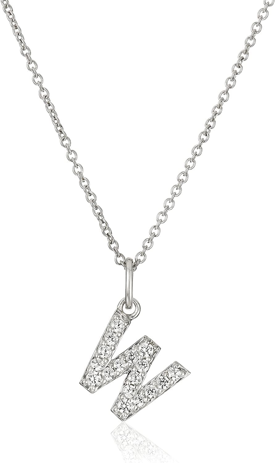 Collection Platinum Plated Sterling Silver Infinite Elements Cubic Zirconia Initial Pendant Necklace, 18" W