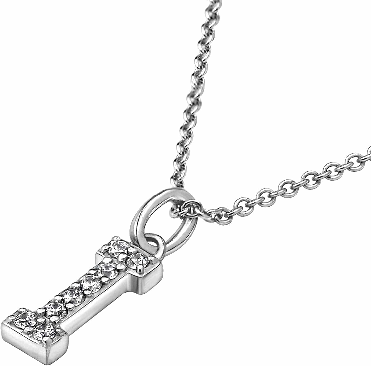 Collection Platinum Plated Sterling Silver Infinite Elements Cubic Zirconia Initial Pendant Necklace, 18" I