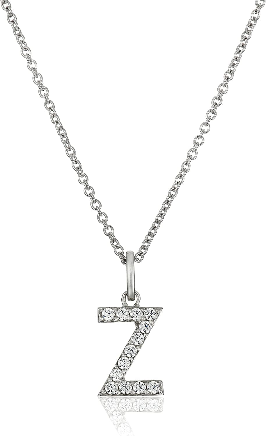 Collection Platinum Plated Sterling Silver Infinite Elements Cubic Zirconia Initial Pendant Necklace, 18" Z