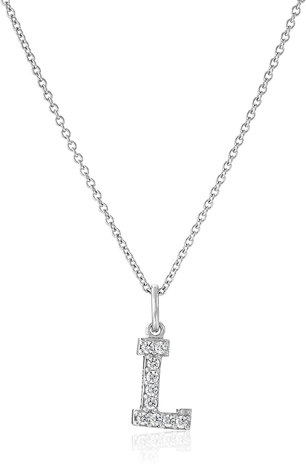 Collection Platinum Plated Sterling Silver Infinite Elements Cubic Zirconia Initial Pendant Necklace, 18" L