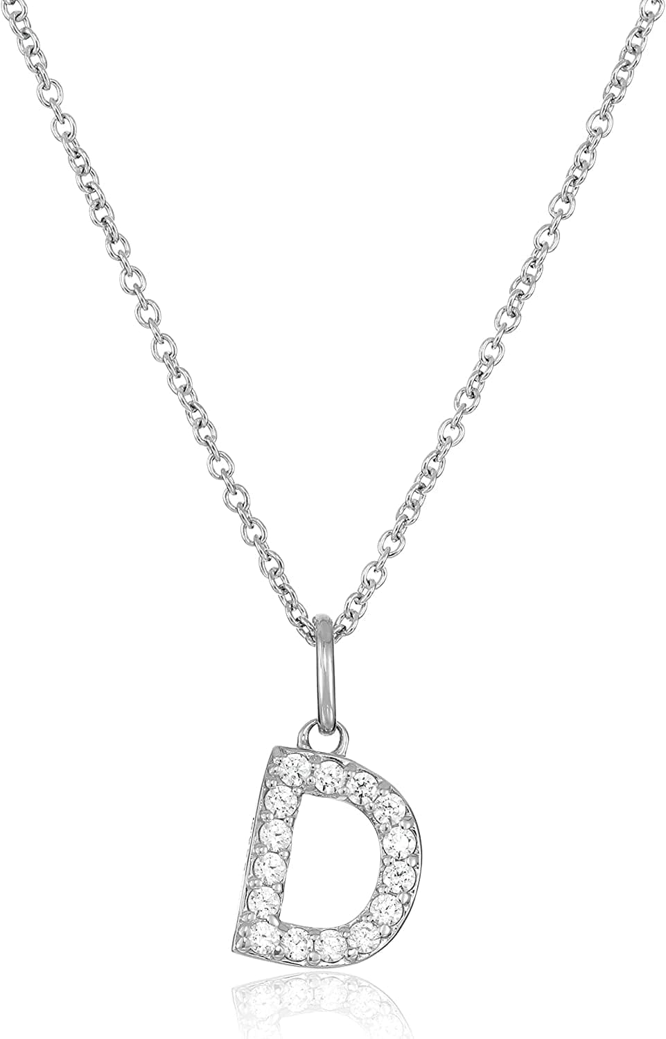Collection Platinum Plated Sterling Silver Infinite Elements Cubic Zirconia Initial Pendant Necklace, 18" D