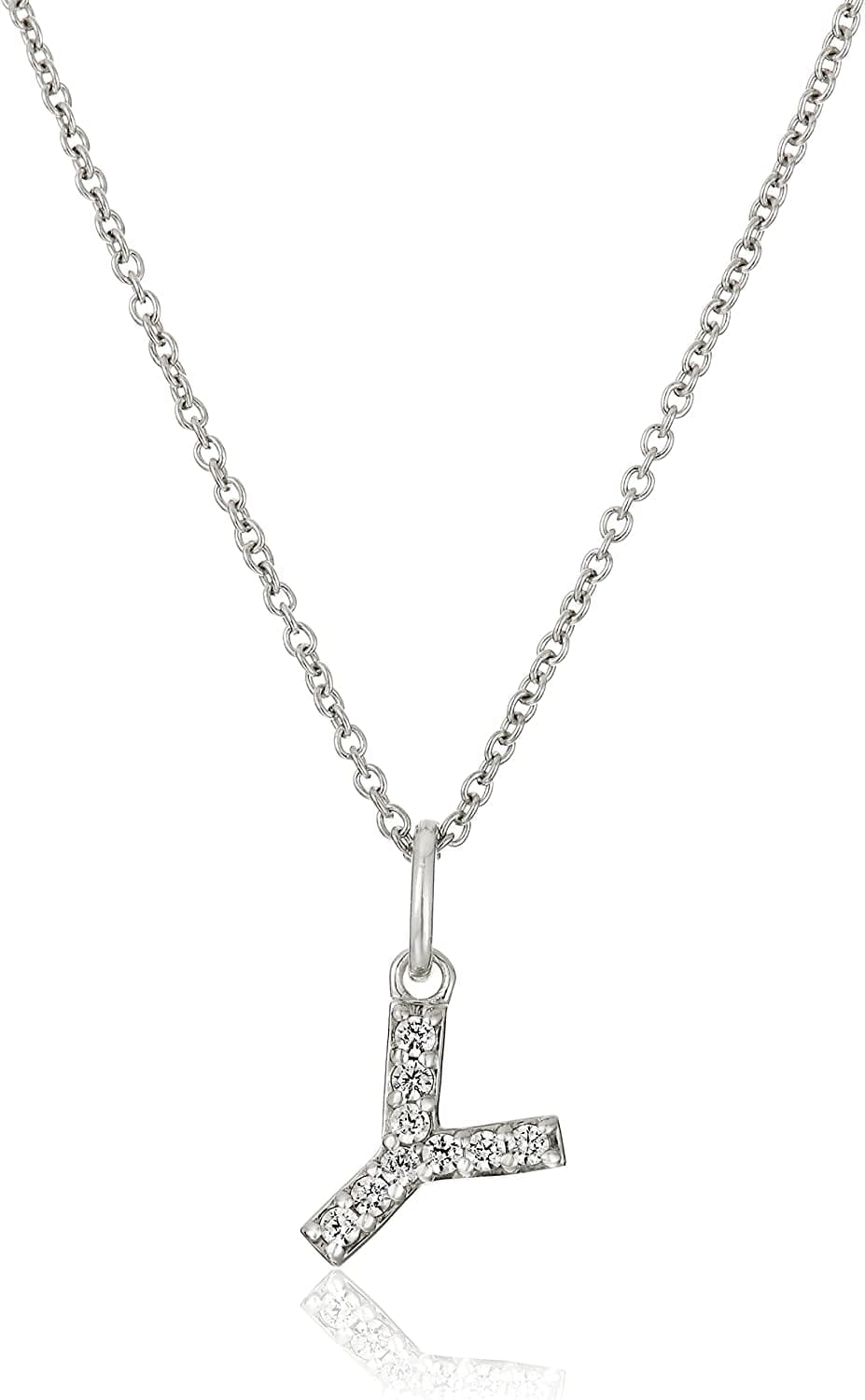 Collection Platinum Plated Sterling Silver Infinite Elements Cubic Zirconia Initial Pendant Necklace, 18" Y