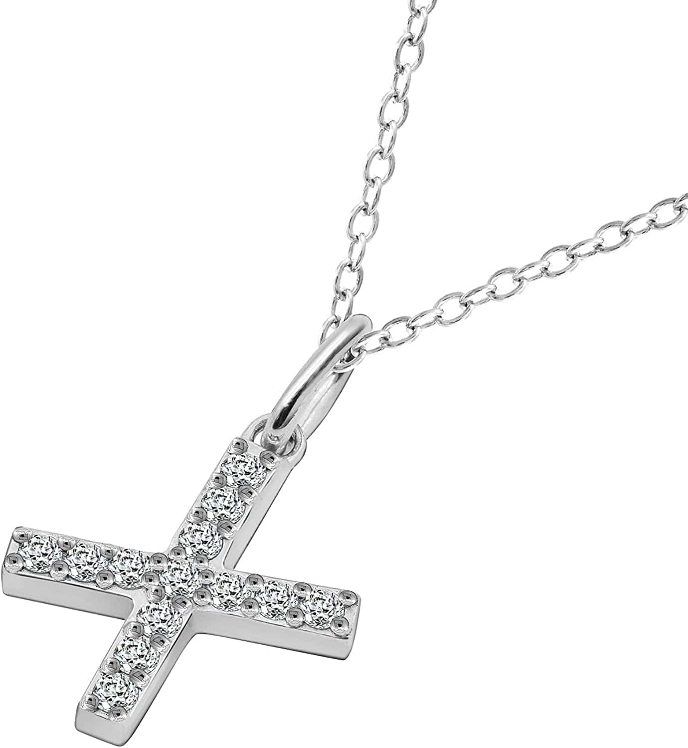 Collection Platinum Plated Sterling Silver Infinite Elements Cubic Zirconia Initial Pendant Necklace, 18" X