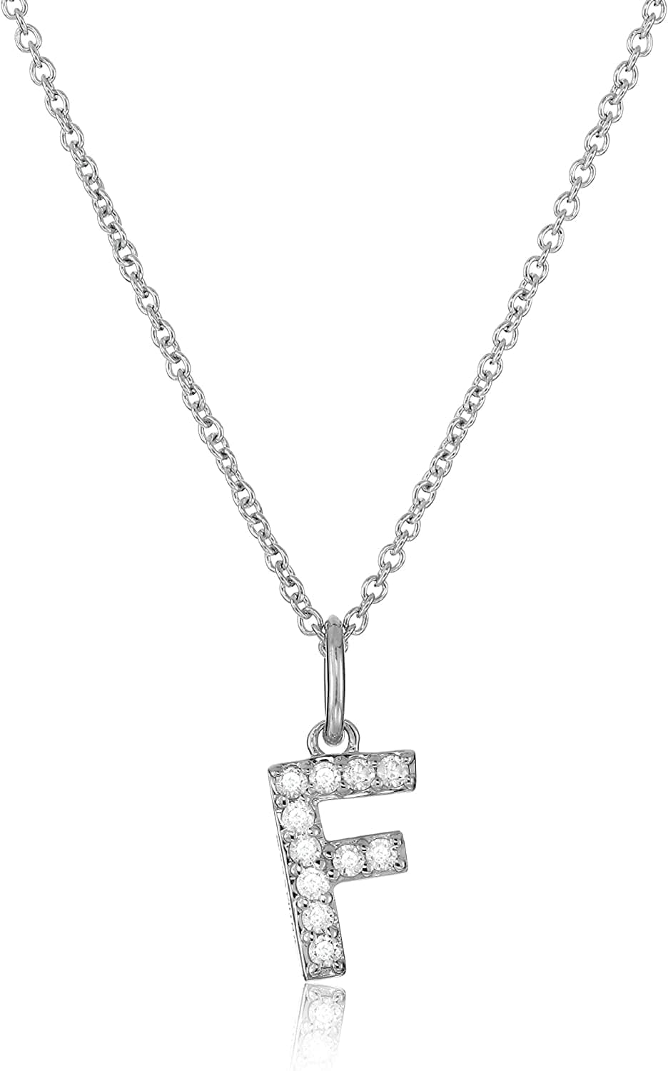 Collection Platinum Plated Sterling Silver Infinite Elements Cubic Zirconia Initial Pendant Necklace, 18" F
