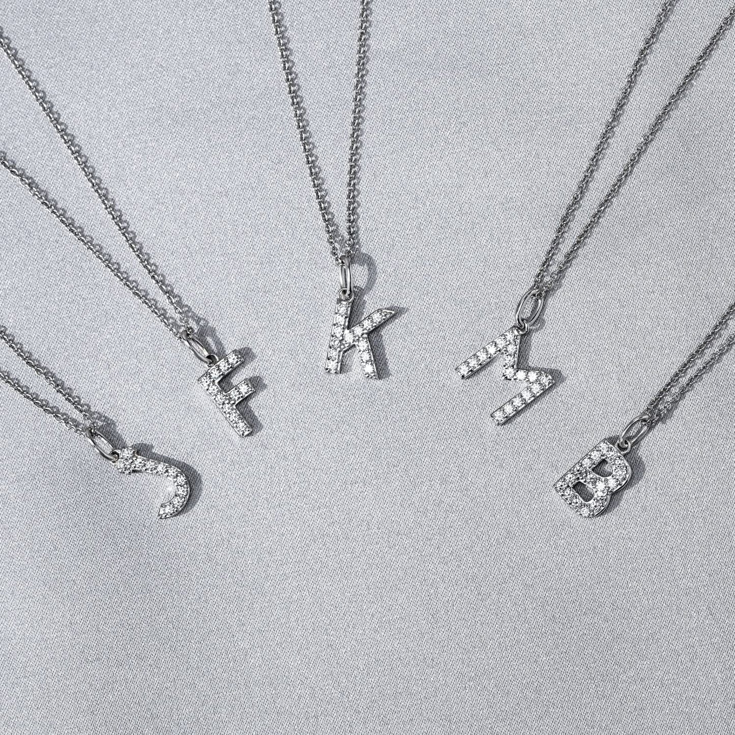 Collection Platinum Plated Sterling Silver Infinite Elements Cubic Zirconia Initial Pendant Necklace, 18"