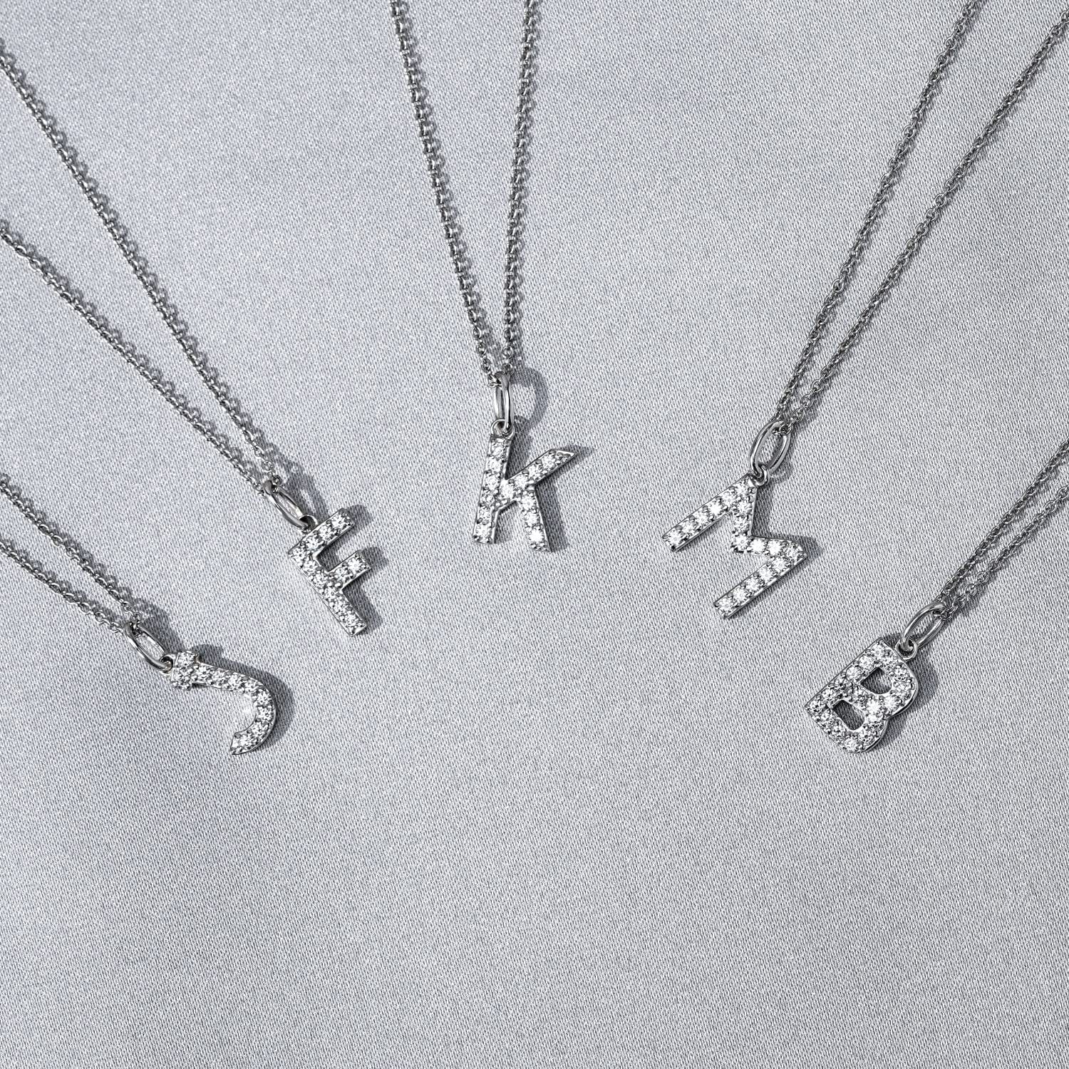 Collection Platinum Plated Sterling Silver Infinite Elements Cubic Zirconia Initial Pendant Necklace, 18"