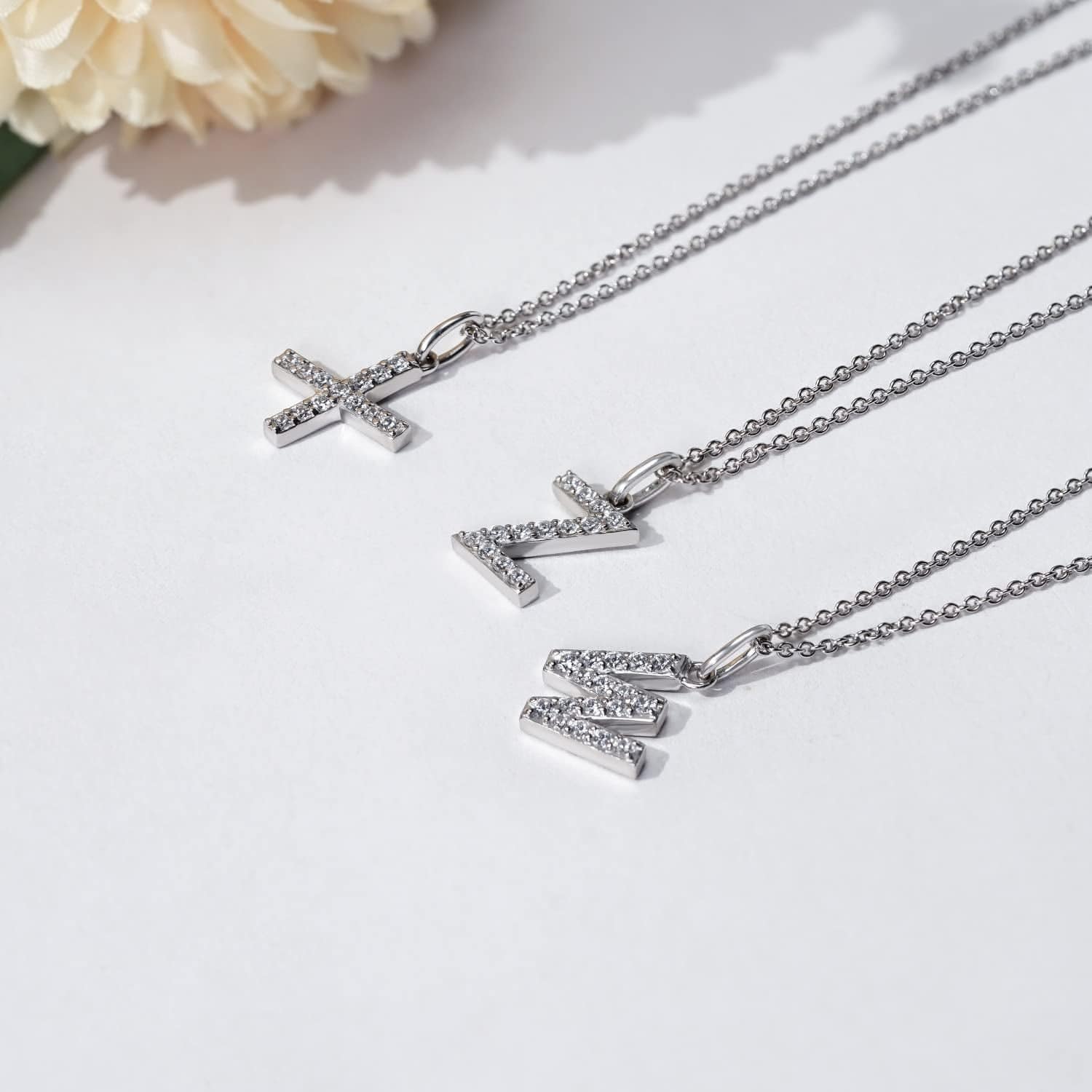 Collection Platinum Plated Sterling Silver Infinite Elements Cubic Zirconia Initial Pendant Necklace, 18"