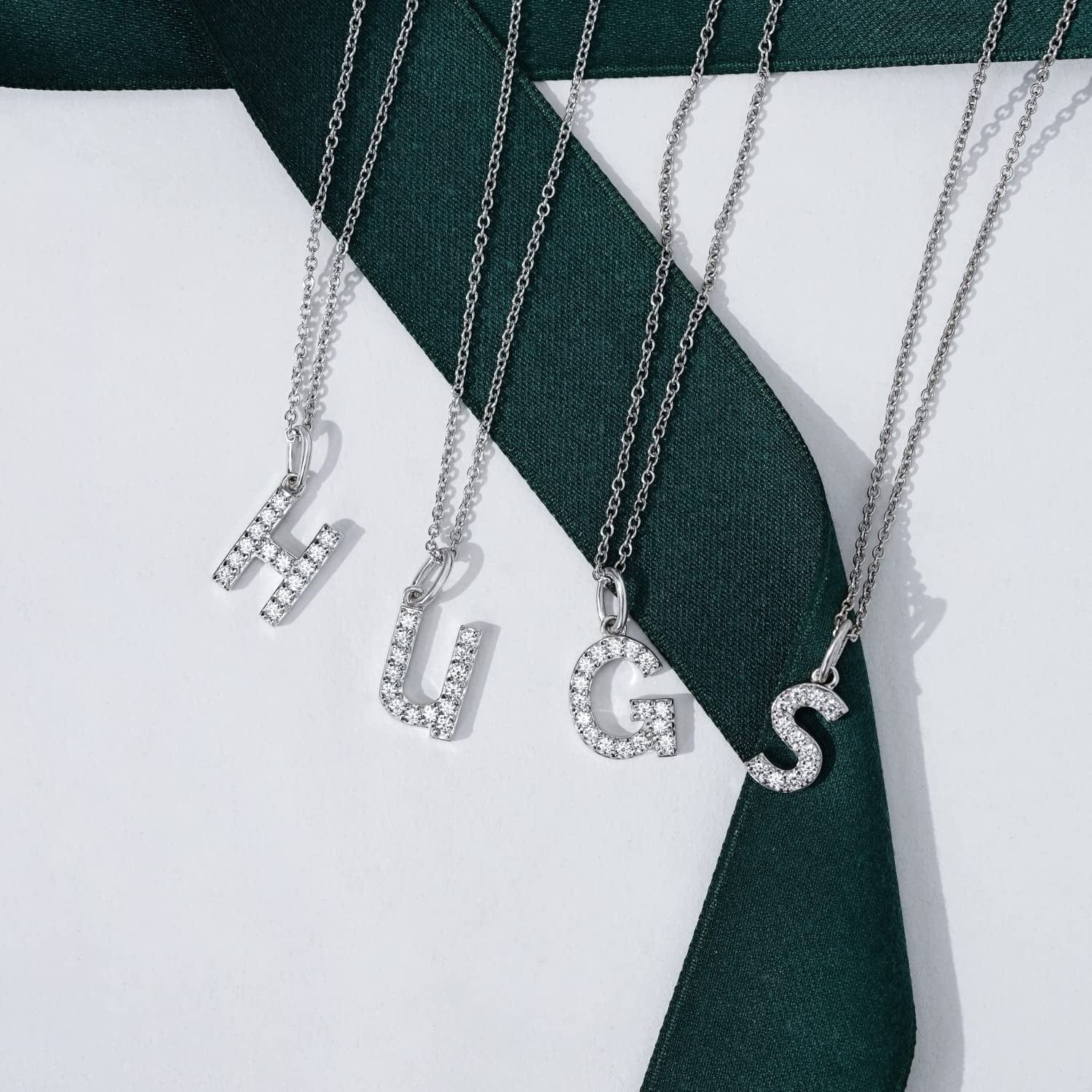 Collection Platinum Plated Sterling Silver Infinite Elements Cubic Zirconia Initial Pendant Necklace, 18"