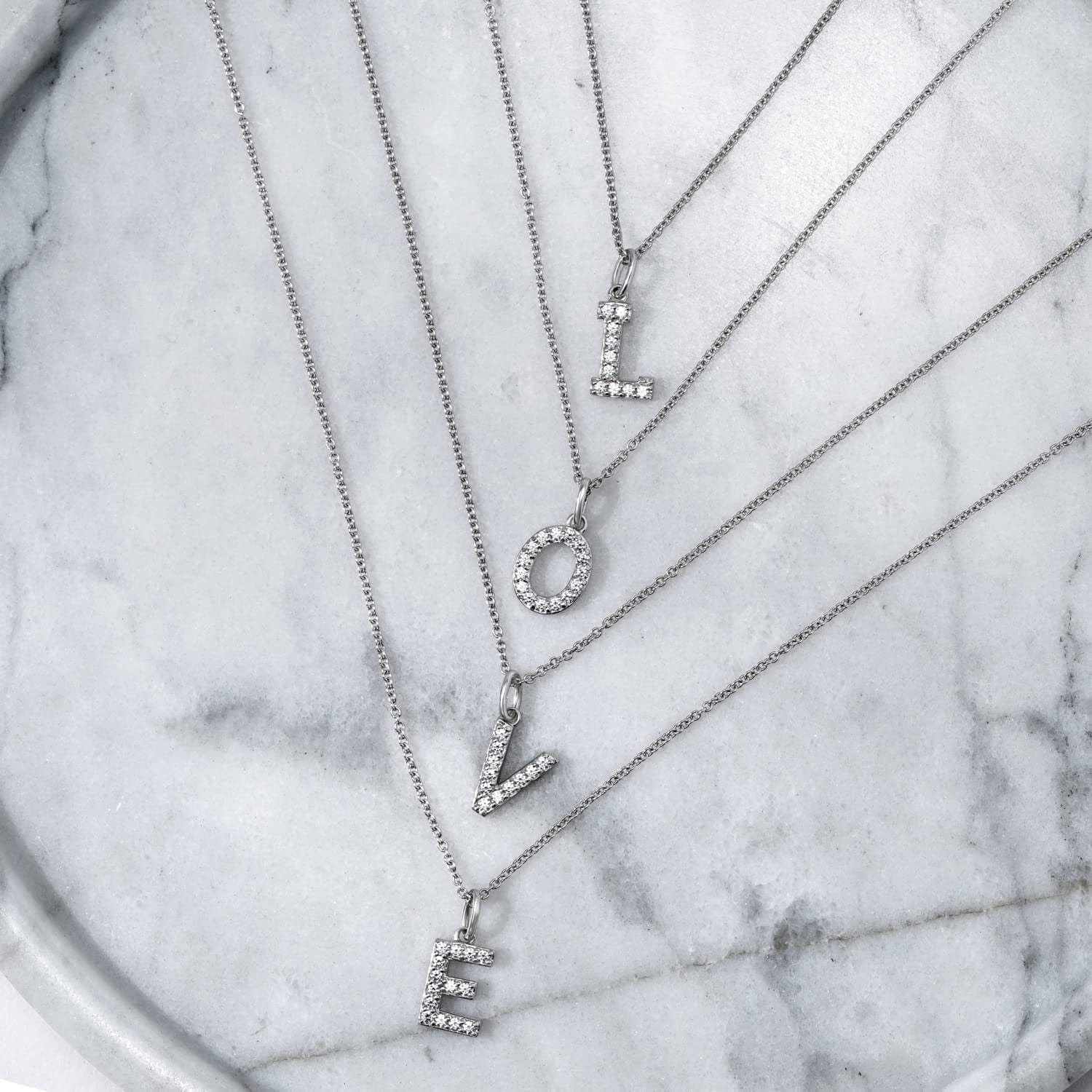 Collection Platinum Plated Sterling Silver Infinite Elements Cubic Zirconia Initial Pendant Necklace, 18"