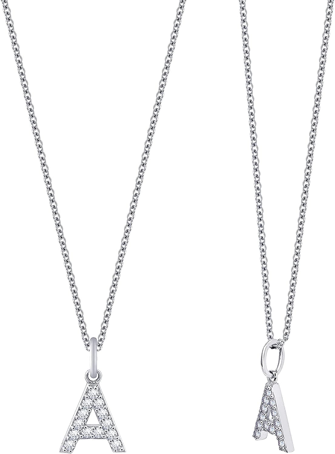 Collection Platinum Plated Sterling Silver Infinite Elements Cubic Zirconia Initial Pendant Necklace, 18"