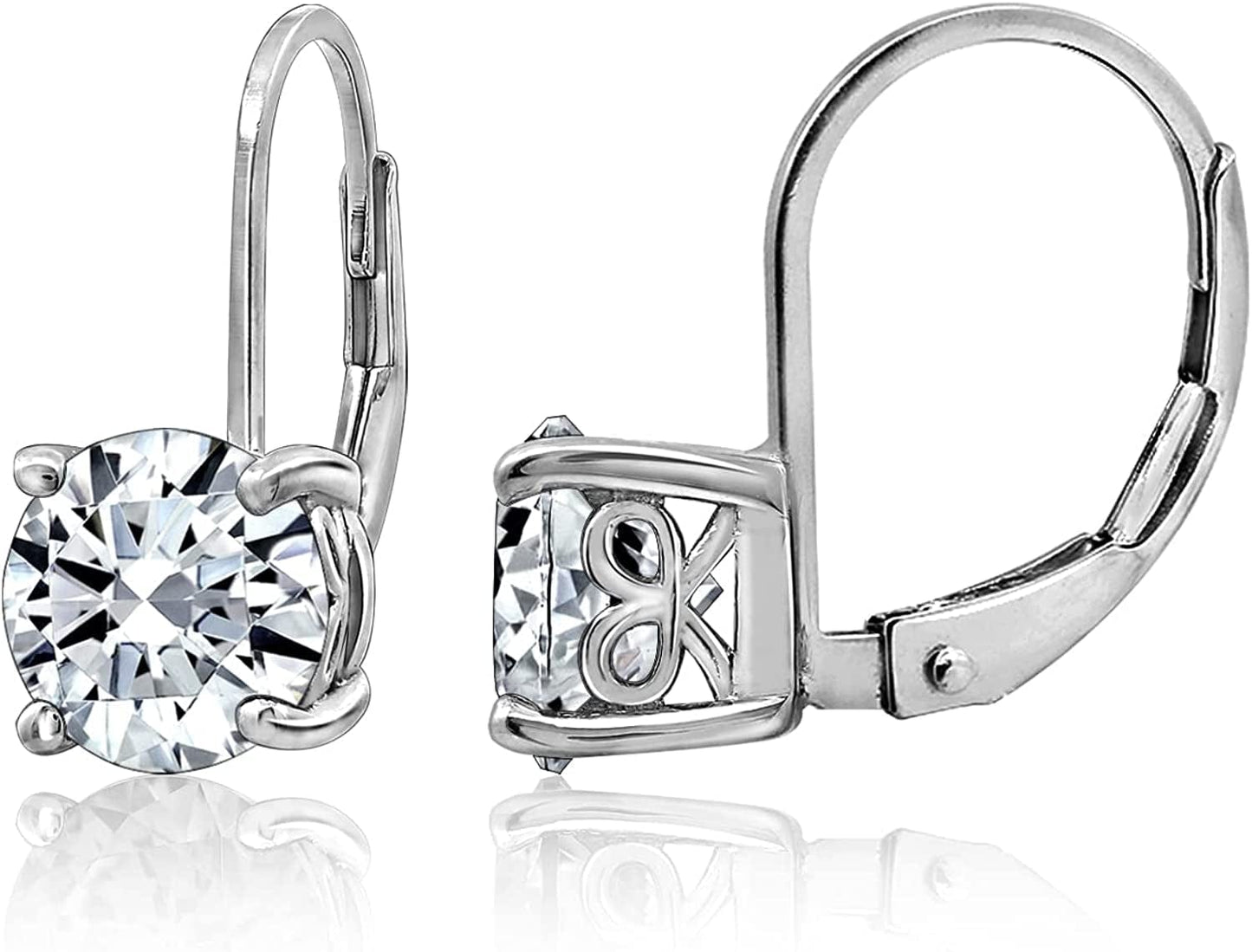 Collection Platinum-Plated Sterling Silver Infinite Elements Zirconia Leverback Earrings Platinum-Plated / 3 cttw
