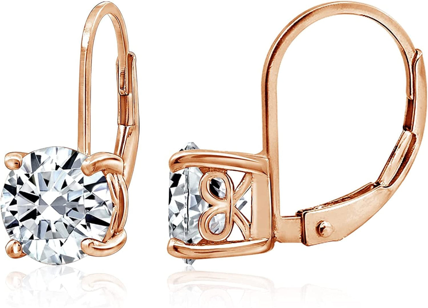 Collection Platinum-Plated Sterling Silver Infinite Elements Zirconia Leverback Earrings Rose-gold-plated / 3 cttw