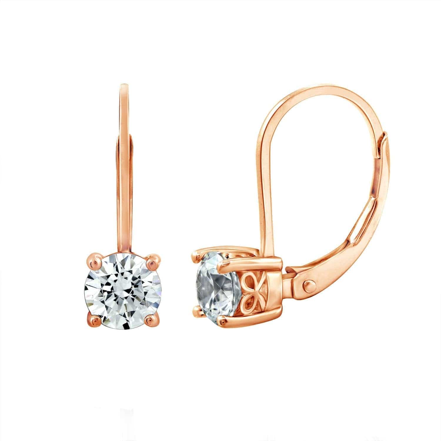 Collection Platinum-Plated Sterling Silver Infinite Elements Zirconia Leverback Earrings Rose-gold-plated / 2 cttw