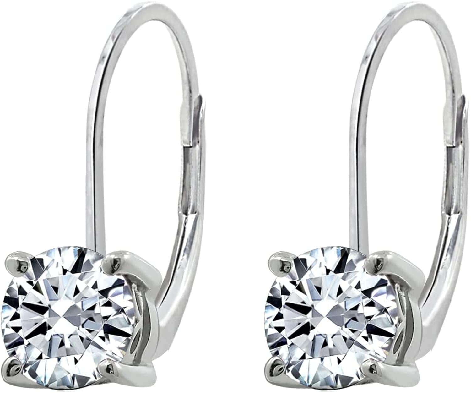 Collection Platinum-Plated Sterling Silver Infinite Elements Zirconia Leverback Earrings