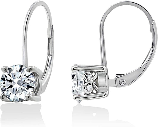 Collection Platinum-Plated Sterling Silver Infinite Elements Zirconia Leverback Earrings Platinum-Plated / 1 cttw