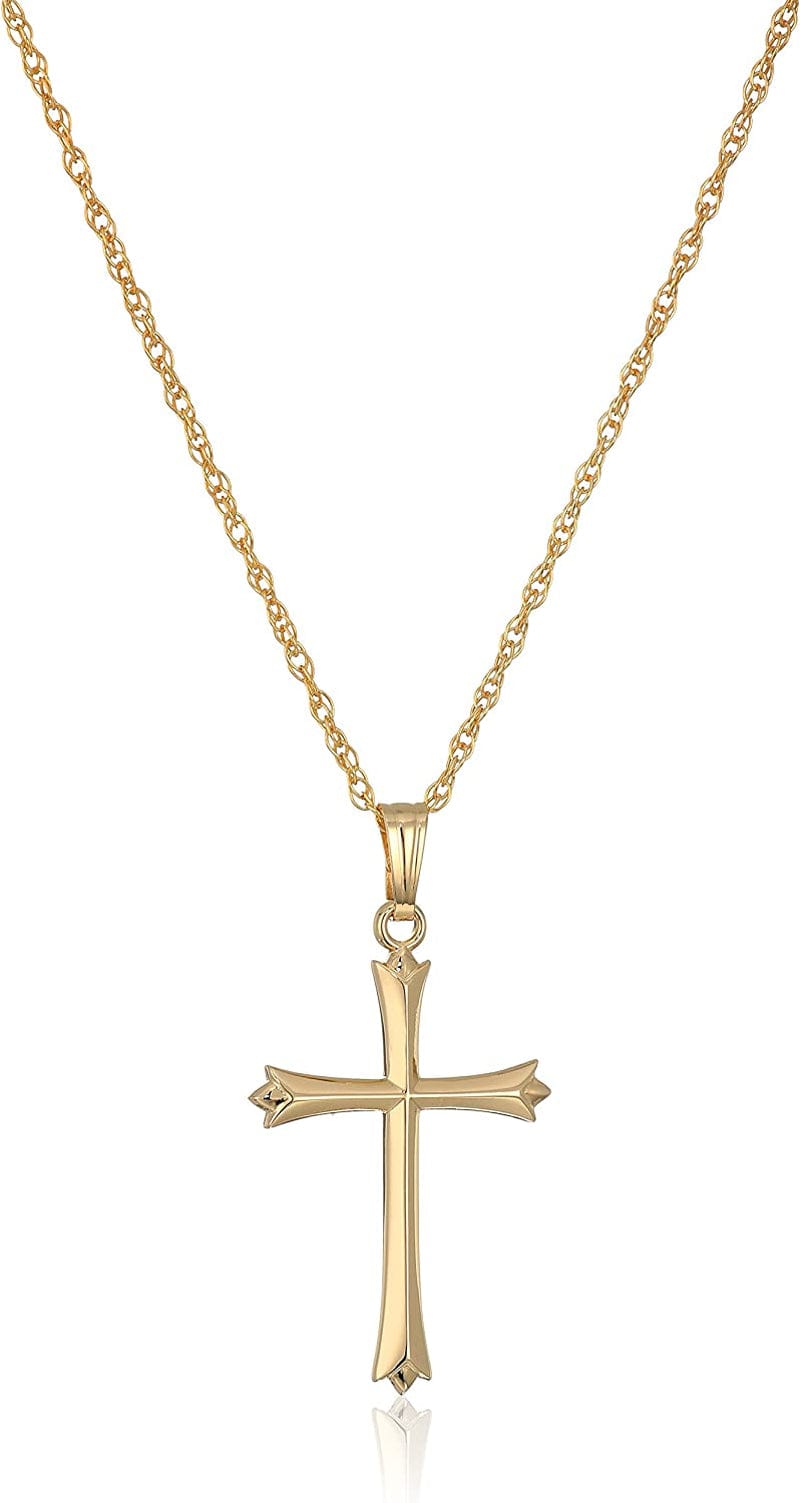 Collection Polished Embossed Cross Pendant Necklace, 18" gold-filled;