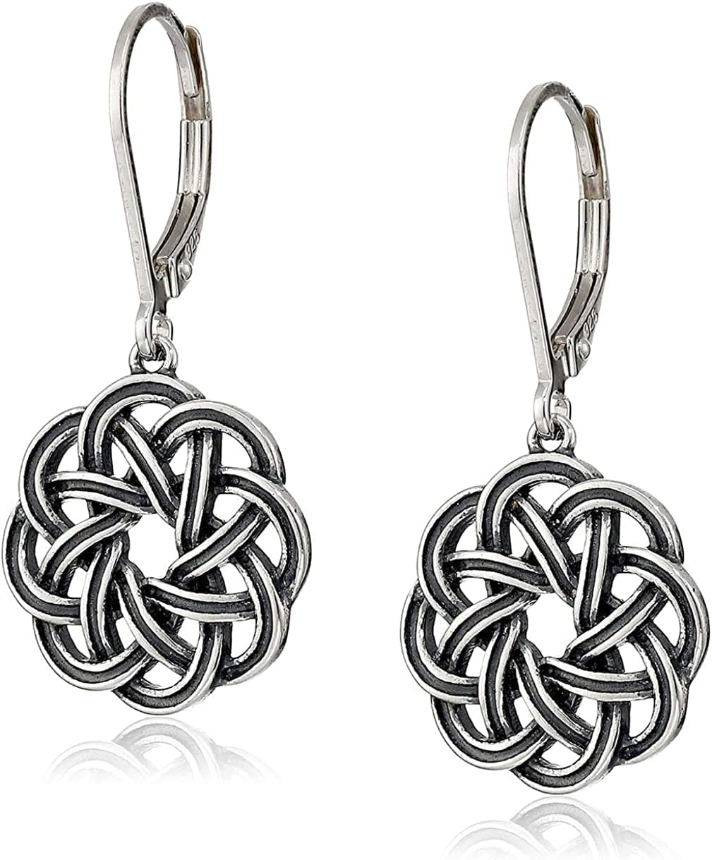 Collection Sterling Silver Celtic Knot Lever-Back Drop Earrings oxidized-silver