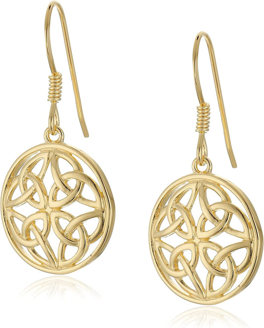 Collection Sterling Silver Celtic Knot round Drop Wire Earrings Yellow Gold Plated Silver