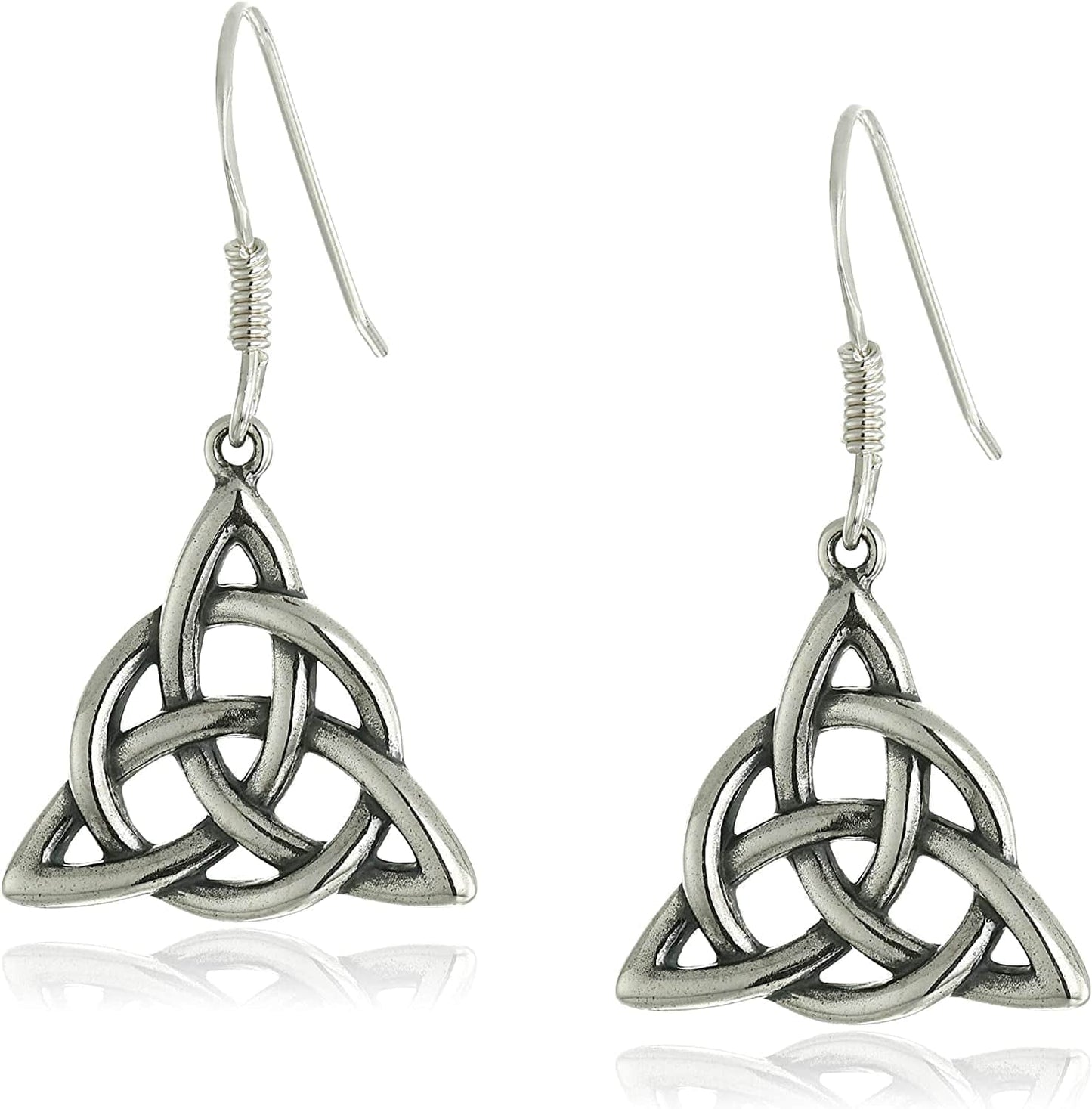 Collection Sterling Silver Celtic Triquetra Knot Triangle Drop Wire Earrings Sterling Silver