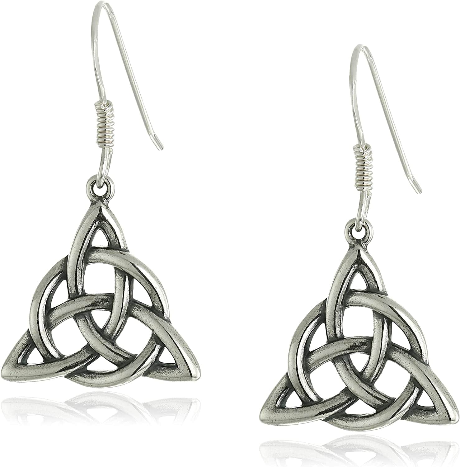 Collection Sterling Silver Celtic Triquetra Knot Triangle Drop Wire Earrings Sterling Silver