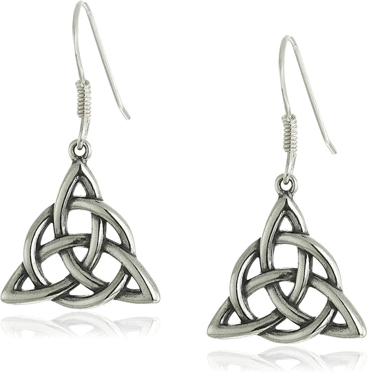 Collection Sterling Silver Celtic Triquetra Knot Triangle Drop Wire Earrings Sterling Silver