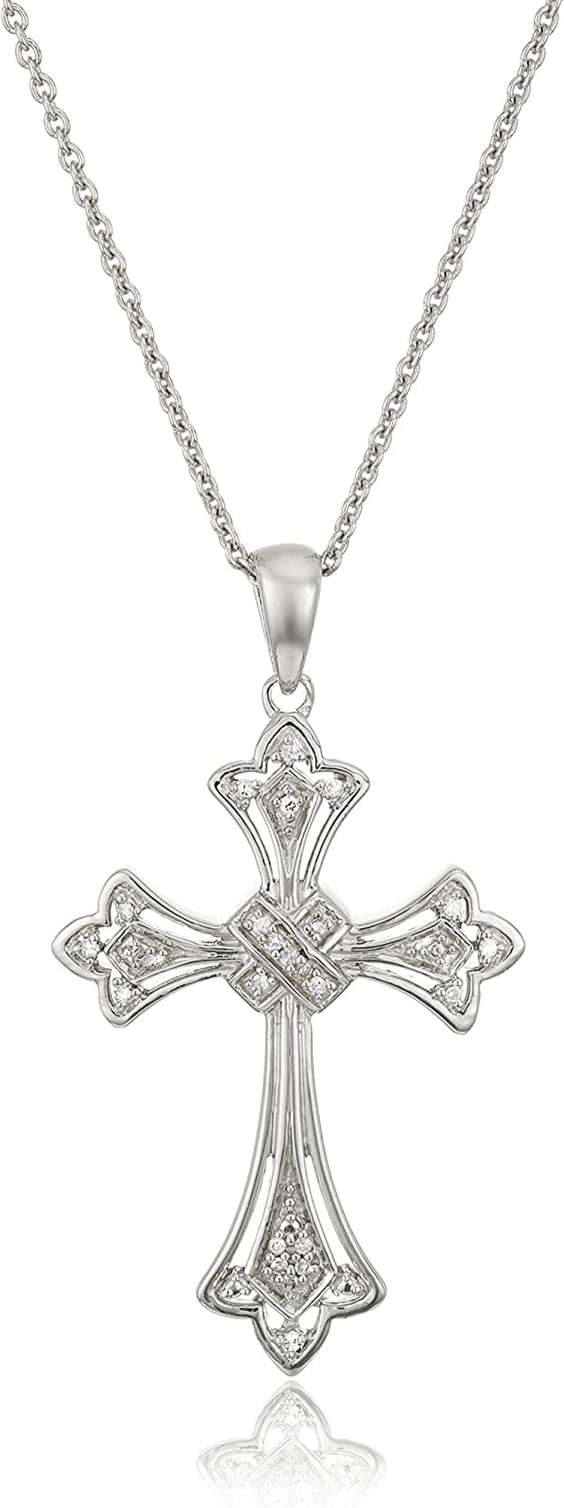 Collection Sterling Silver Diamond Accent Cross Pendant Necklace, 18"