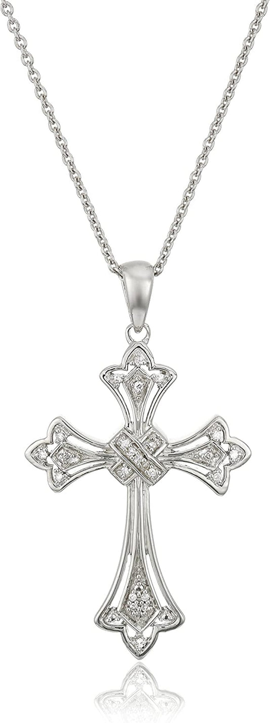 Collection Sterling Silver Diamond Accent Cross Pendant Necklace, 18"