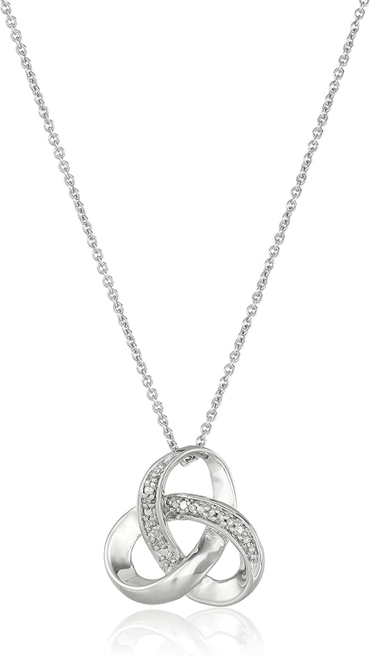Collection Sterling Silver Diamond Accent Knot Pendant Necklace , 18" Sterling Silver