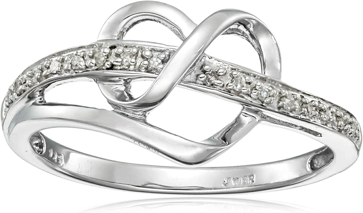 Collection Sterling Silver Diamond Heart Ring (1/20 Cttw, I-J Color, I3 Clarity) 6