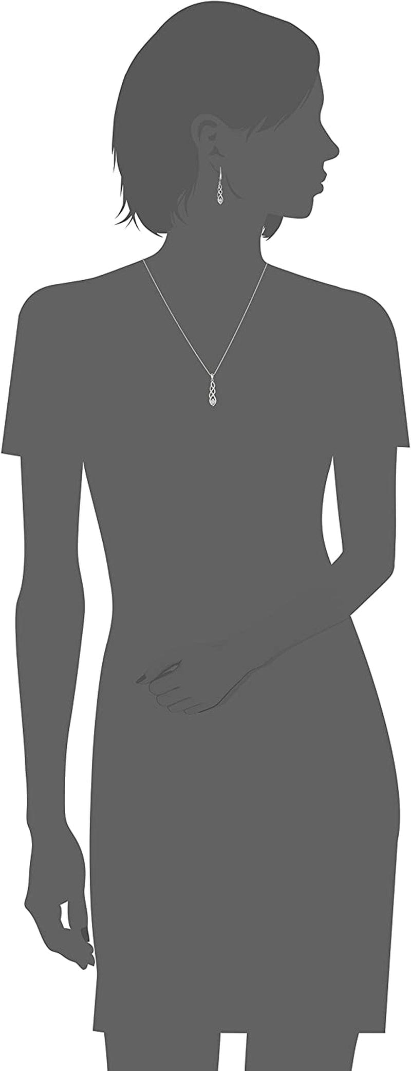 Collection Sterling Silver Diamond Twist Pendant Necklace and Earrings Box Set (1/5 Cttw), 18"