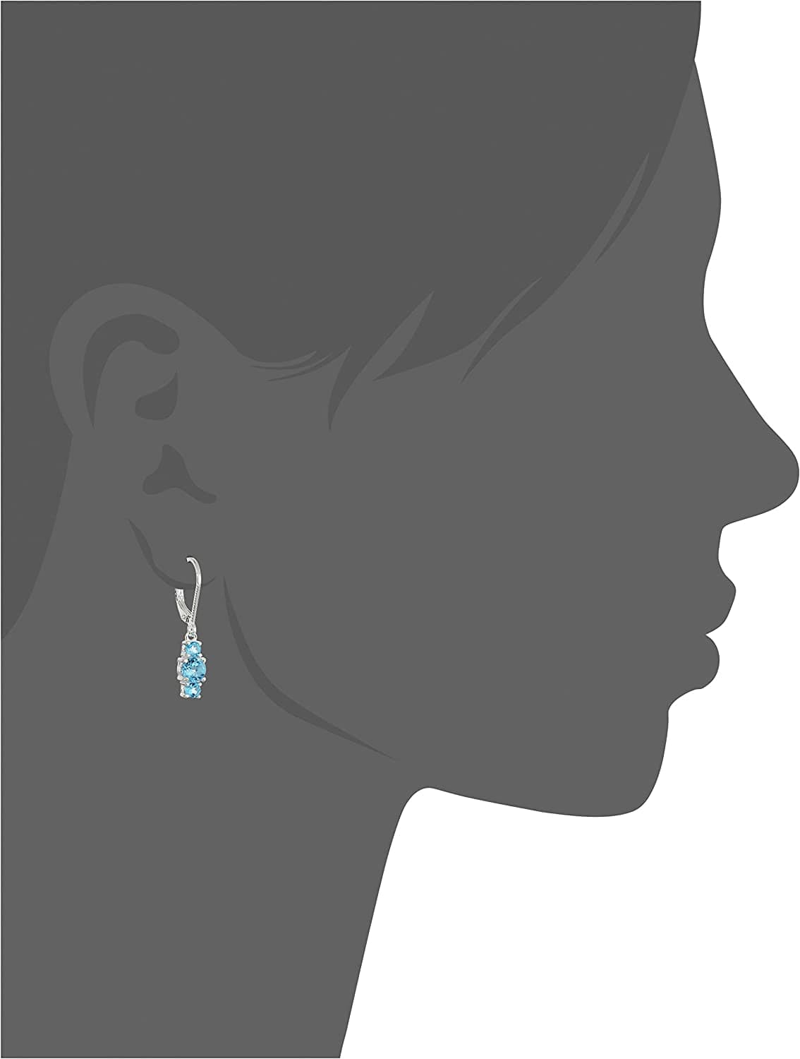 Collection Sterling Silver Genuine and Created Gemstone Three Stone Birthstone Leverback Dangle Earrings