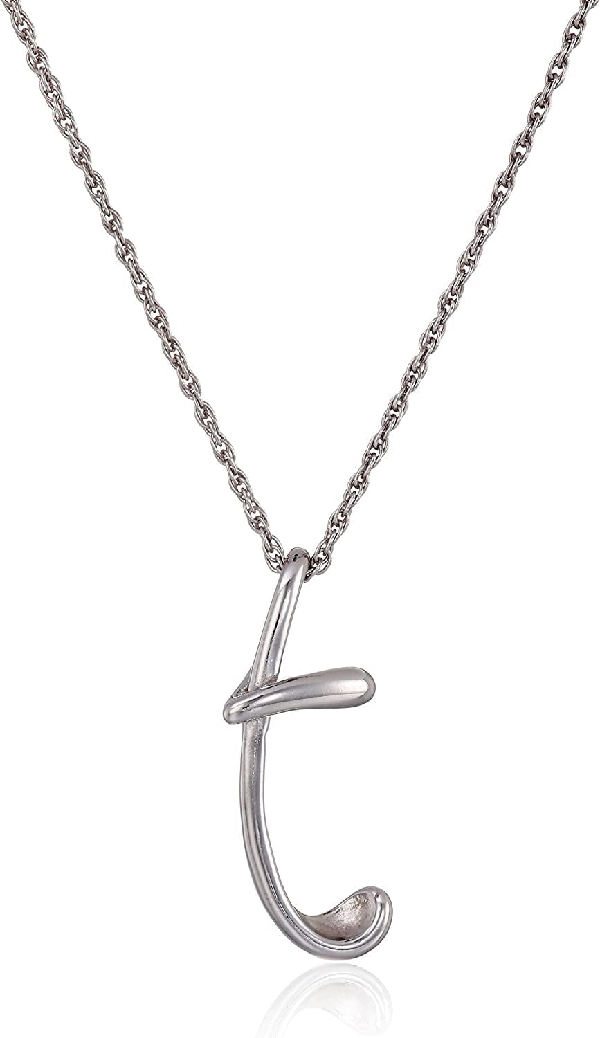 Collection Sterling Silver Initial Pendant Necklace Silver / T