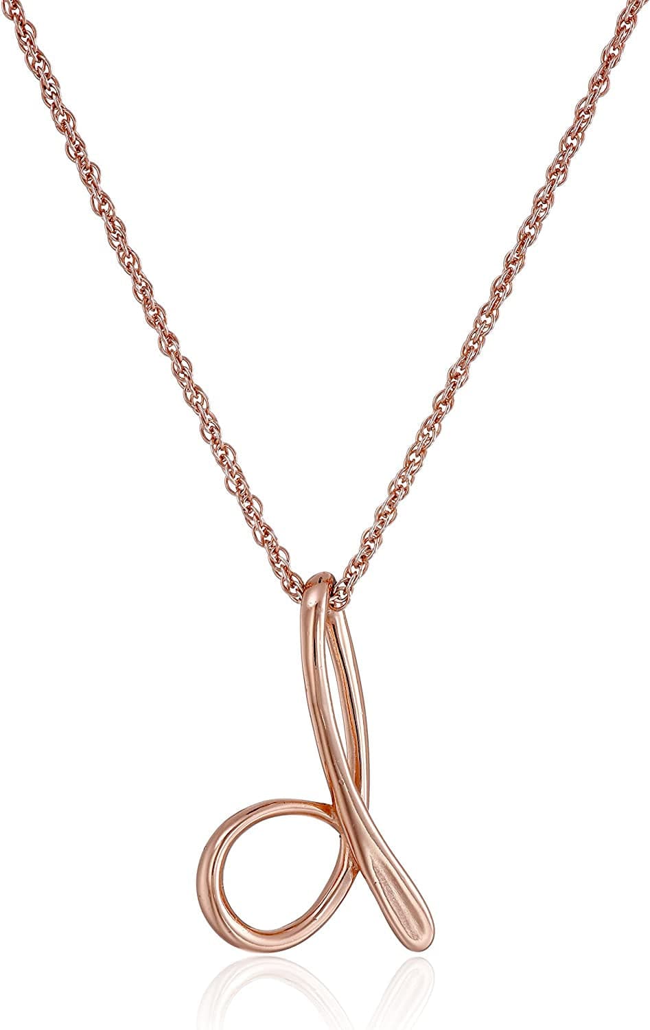 Collection Sterling Silver Initial Pendant Necklace Rose gold / D