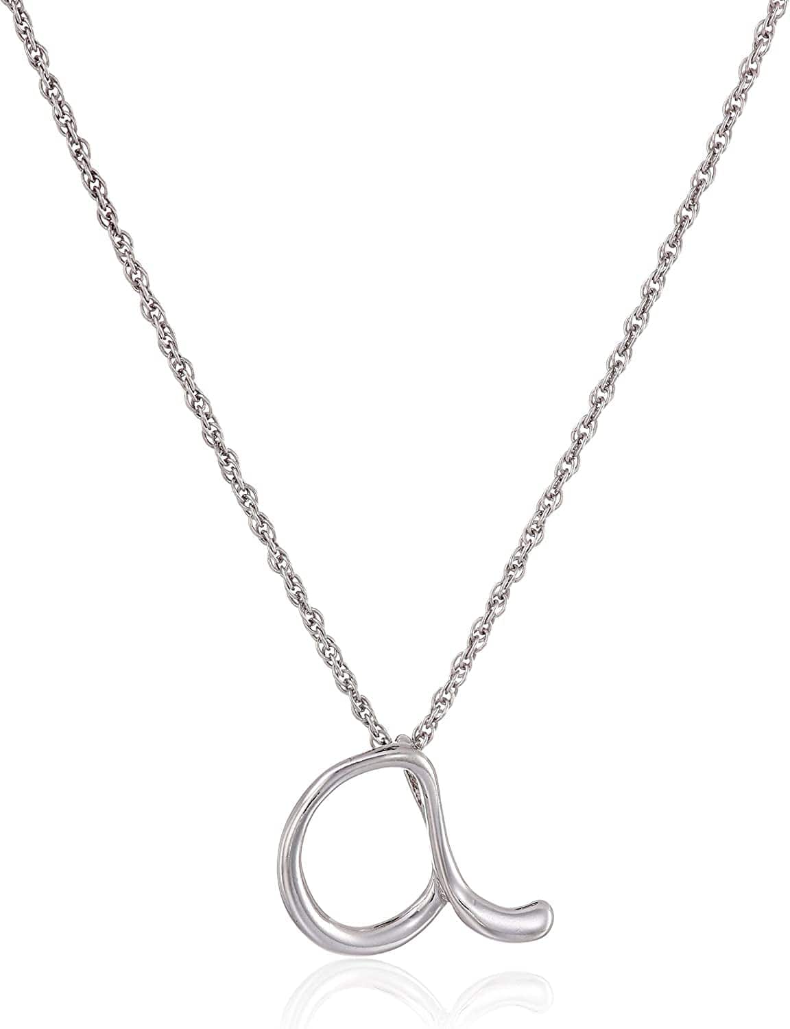 Collection Sterling Silver Initial Pendant Necklace Silver / A