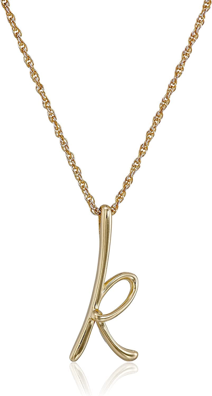 Collection Sterling Silver Initial Pendant Necklace Gold / K
