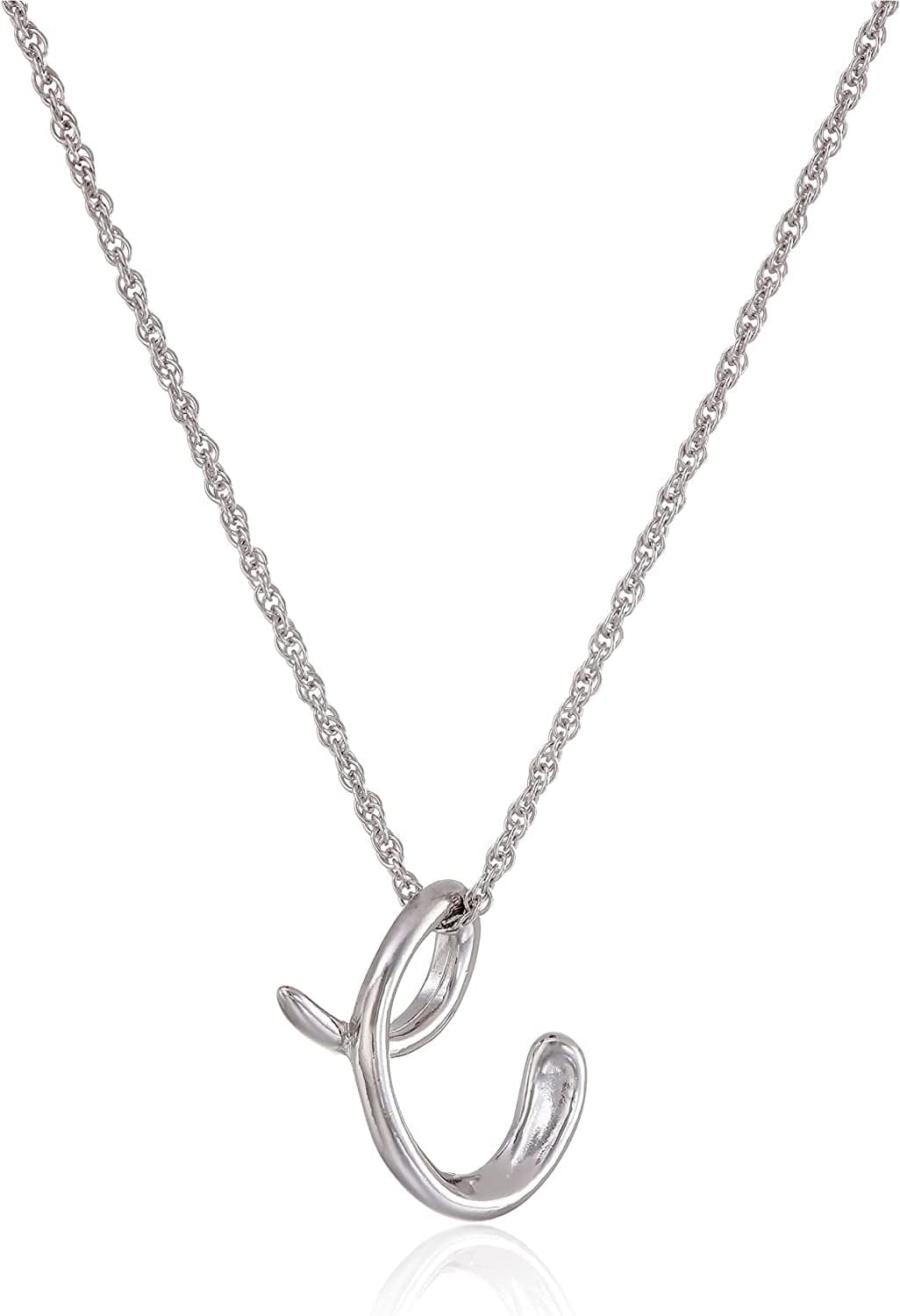 Collection Sterling Silver Initial Pendant Necklace Silver / C