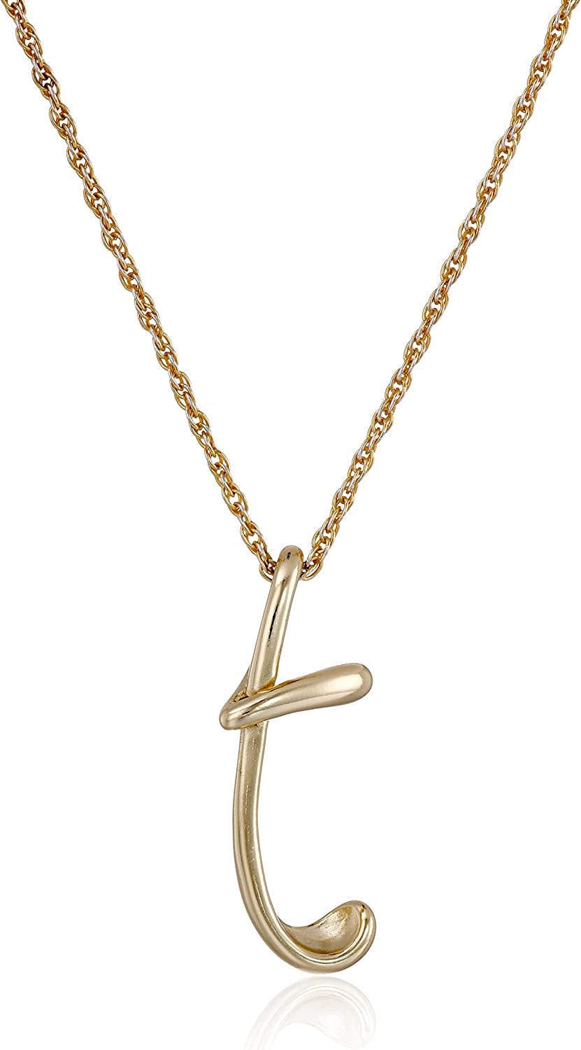 Collection Sterling Silver Initial Pendant Necklace Gold / T
