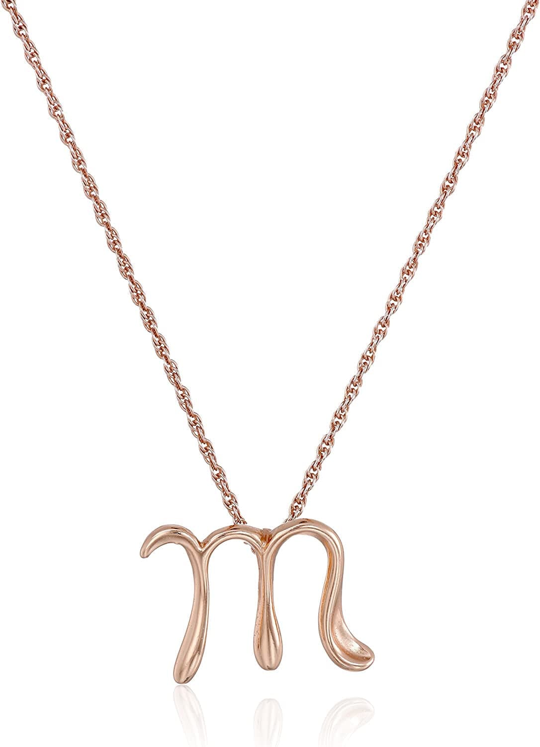 Collection Sterling Silver Initial Pendant Necklace Rose gold / M