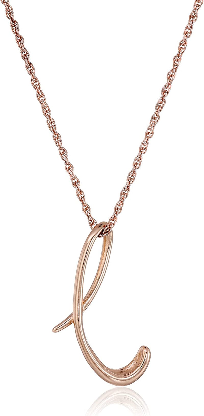 Collection Sterling Silver Initial Pendant Necklace Rose gold / L
