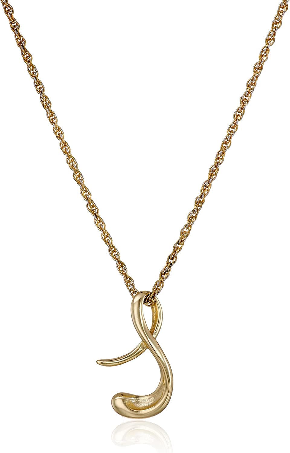 Collection Sterling Silver Initial Pendant Necklace Gold / S