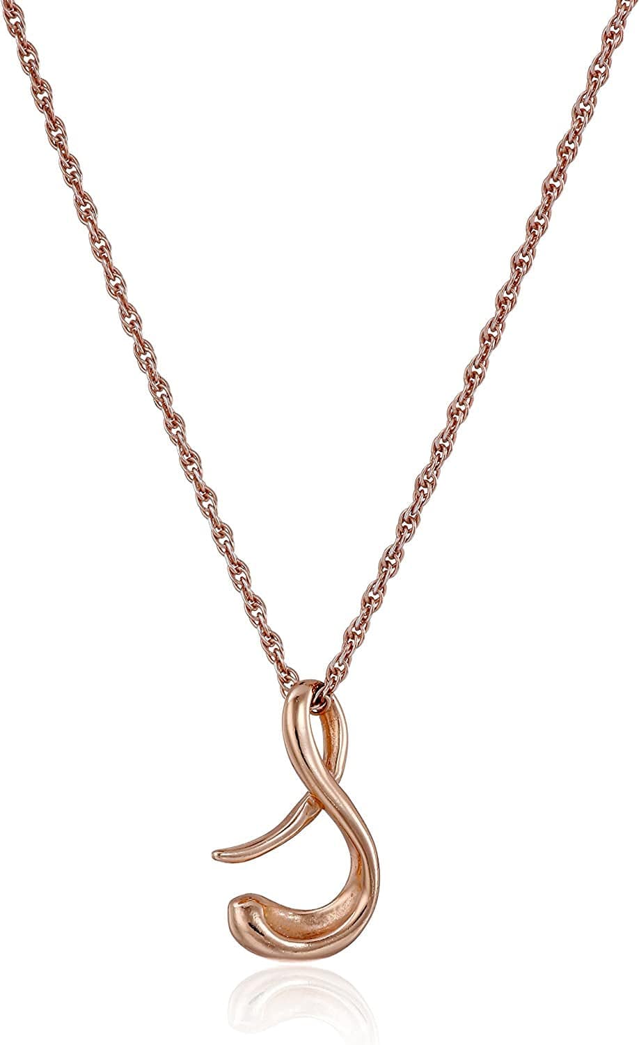 Collection Sterling Silver Initial Pendant Necklace Rose gold / S
