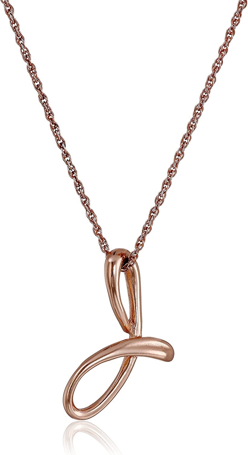 Collection Sterling Silver Initial Pendant Necklace Rose gold / J