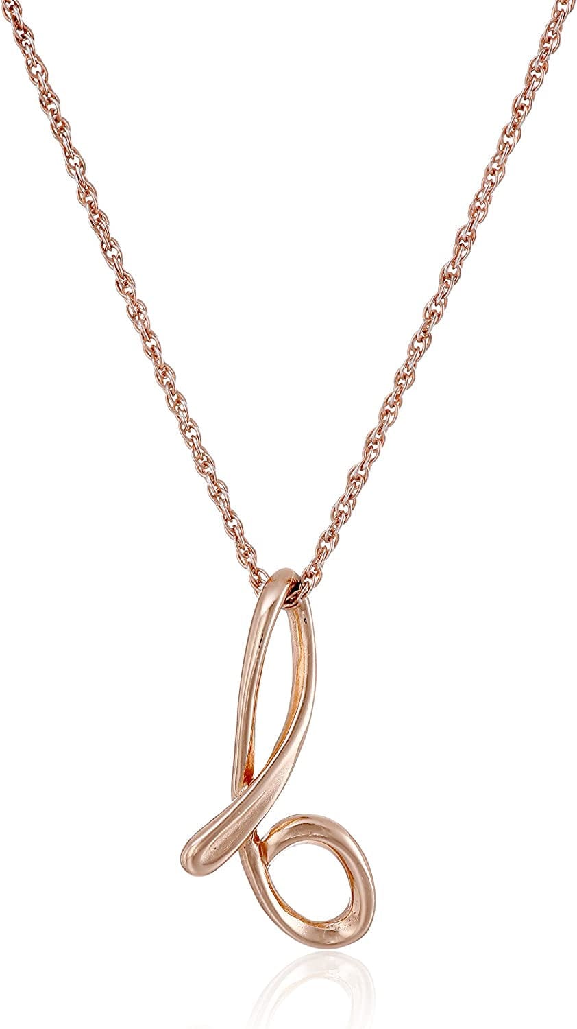 Collection Sterling Silver Initial Pendant Necklace Rose gold / B